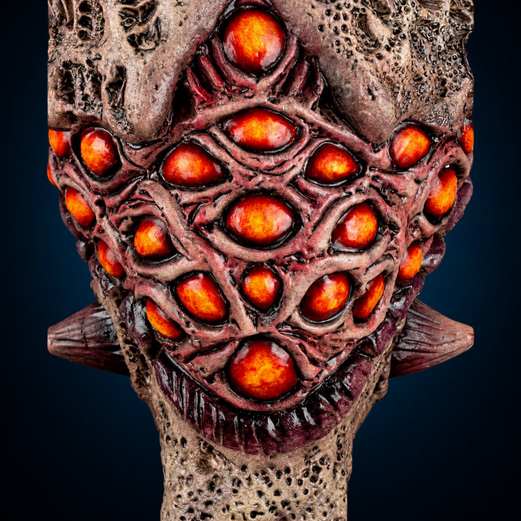 Aurixis mask, view 7, against a smooth dark blue-teal gradient background