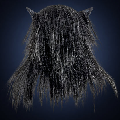 Black Wolf mask, view 5, against a smooth dark slate-blue gradient background