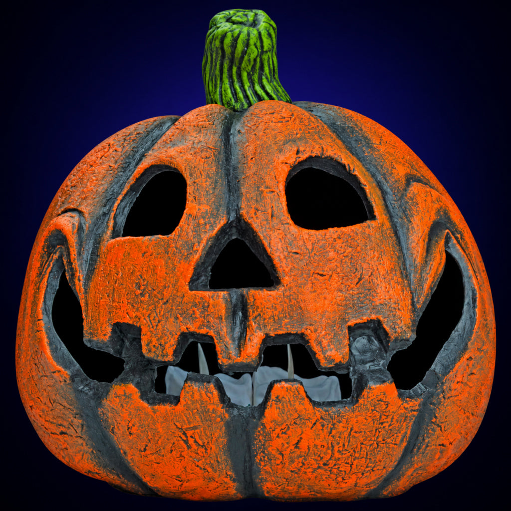 Funny Pumpkin decoration, view 1, against a smooth dark indigo gradient background