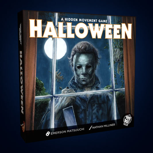 Halloween 1978 Board Game – front packaging on dark midnight-blue gradient