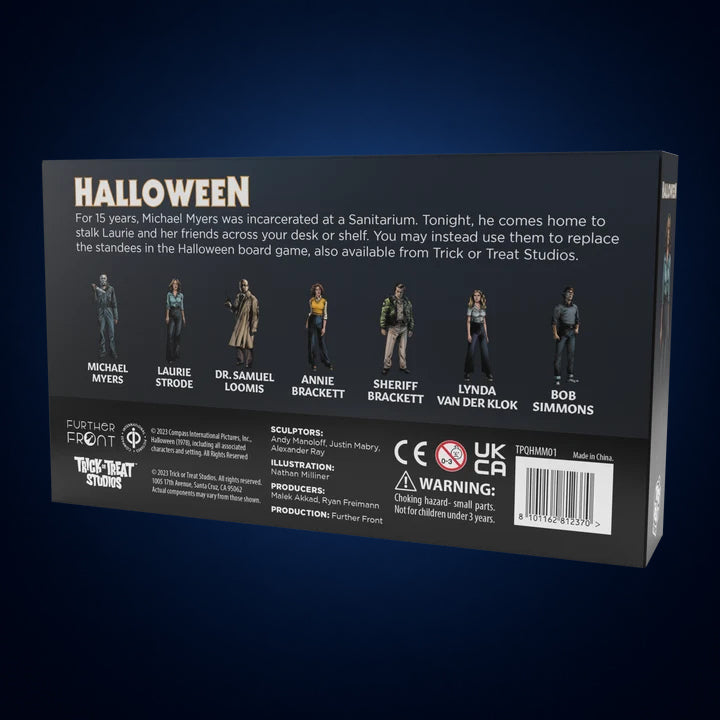 Halloween 1978 Miniatures – back packaging on dark midnight-blue gradient