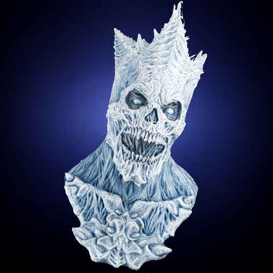 King Reaper Ice mask, view 1, against consistent smooth dark indigo gradient