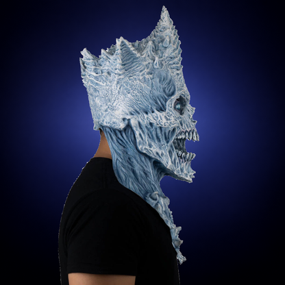 King Reaper Ice mask, view 4, against consistent smooth dark indigo gradient