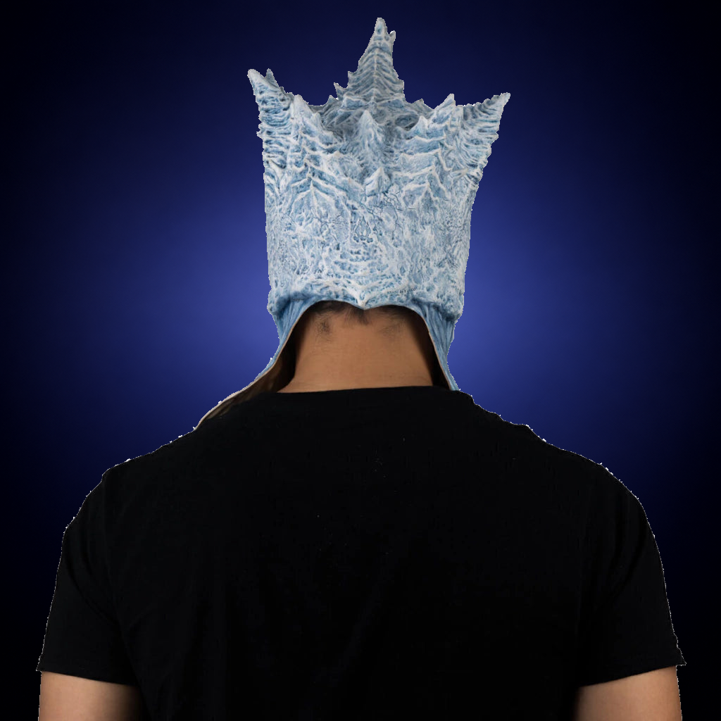 King Reaper Ice mask, view 6, against consistent smooth dark indigo gradient