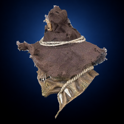 Possessed Scarecrow mask, view 5, against consistent smooth dark midnight blue gradient