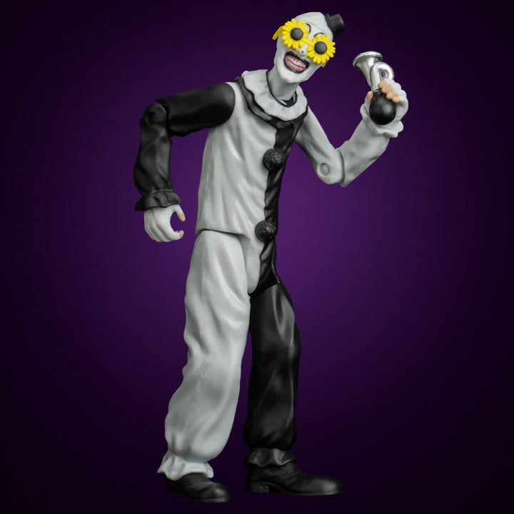 Terrifier 2 Magic Shop Art the Clown 5-inch figure – view 2 on dark violet gradient