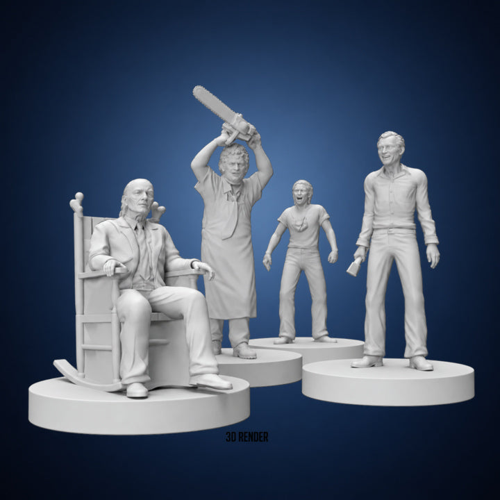 Texas Chainsaw Massacre Miniatures – 3D render view 3 on dark slate-blue gradient